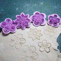 4pcs mandala cherry flower pattern plastic stamp embossing diedesigner diy clay jewelry texture ceramic polymer clay tools