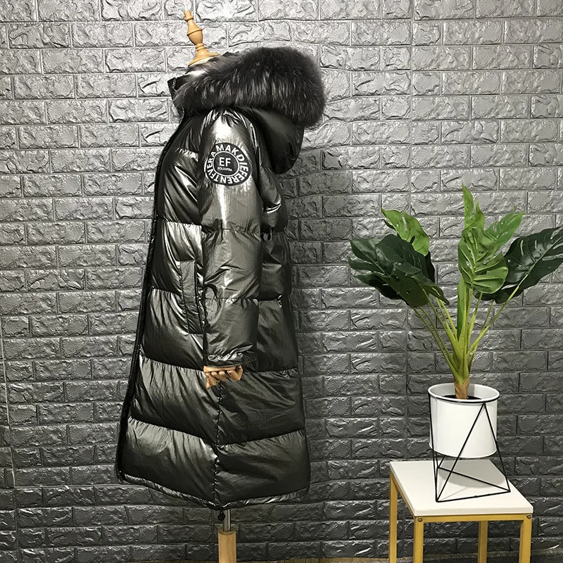 90% белые пуховики на утином пуху 2019 зимняя куртка для девочек плотное длинное