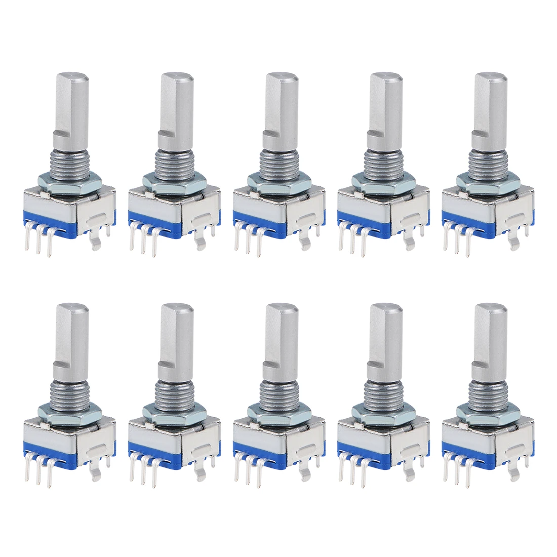 

uxcell 360 Degree Rotary Encoder Code Switch Digital Potentiometer EC11 7 Pins 20mm D-Shaft 10pcs