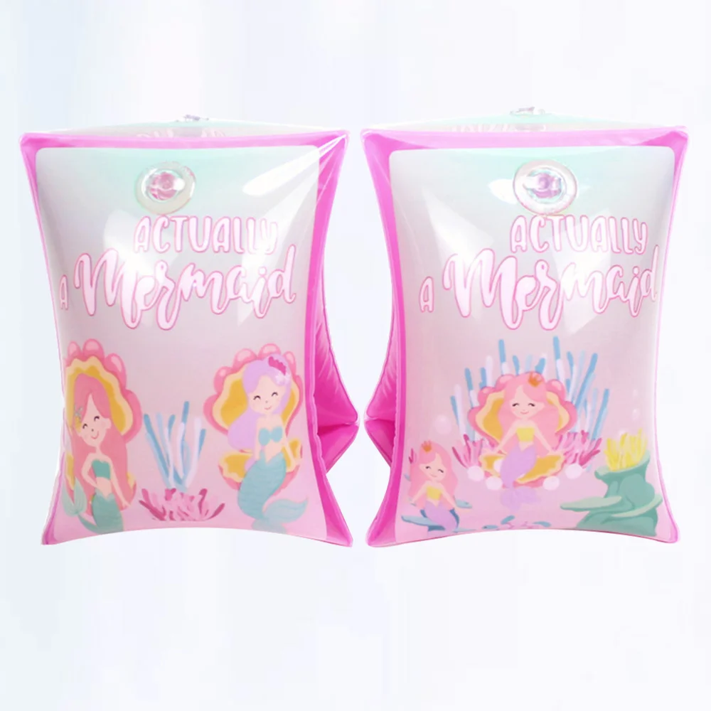 

1 Pair Adorable Mermaid Pattern Swim Rollup Floats Tube Water Inflatable Armbands Flotation Sleeves for Kids Children