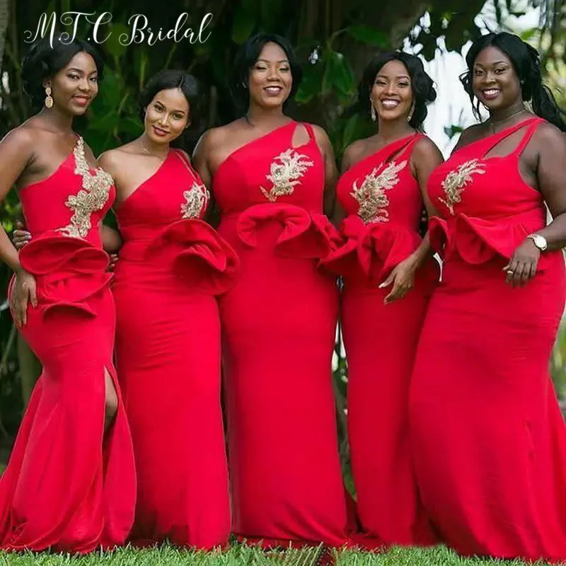 Красная Русалка платье подружки невесты из Африканской ткани 2019 оптовая цена