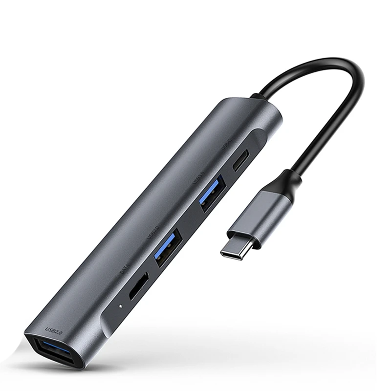 

Type-C to 60W PD Charging DP Data Transmission USB3.0 5-In-1 USB Docking Station for PC Laptop