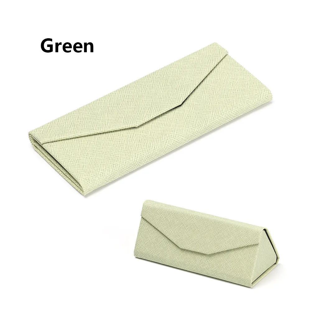 green 1 шт. треугольник футляр для солнцезащитных очков складной PU водонепроницаемый Сильный Магнит Чехол для очков сплошной цвет бинокль защитный Органайзер - Цвет: green