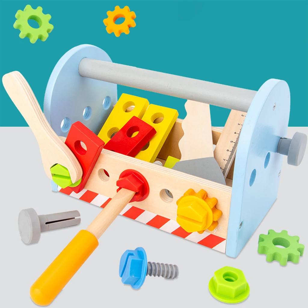 

Tool Box Wooden Tool Set Construction Toy Role Play Set Children Toy Pretend Play Toys Carpenter Tool for Kids