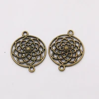 20pcs 22x28mm new product antique bronze round lotus charms flower connector jewelry metal alloy marking diy handmade craft