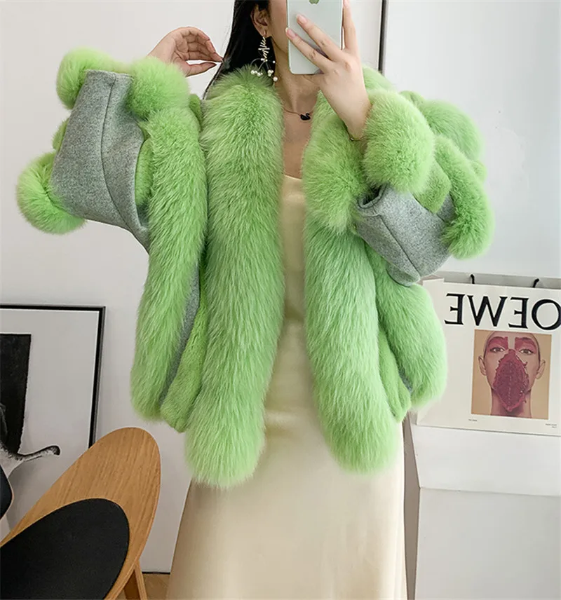FURSARCAR 2021 New Fashion Natrual Real Fur Coat For Women Winter Fox Fur Jacket Feamle Pink Mink Fur Outwear Cute Party Coats
