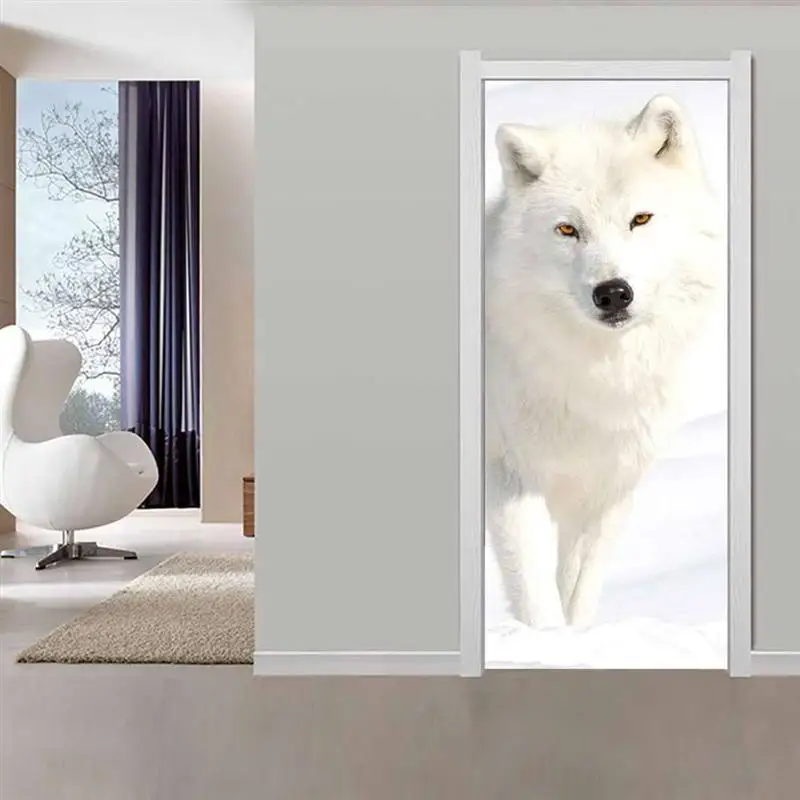 2 шт белая Лисичка узор наклейка на дверь милые обои шикарная Наклейка стену
