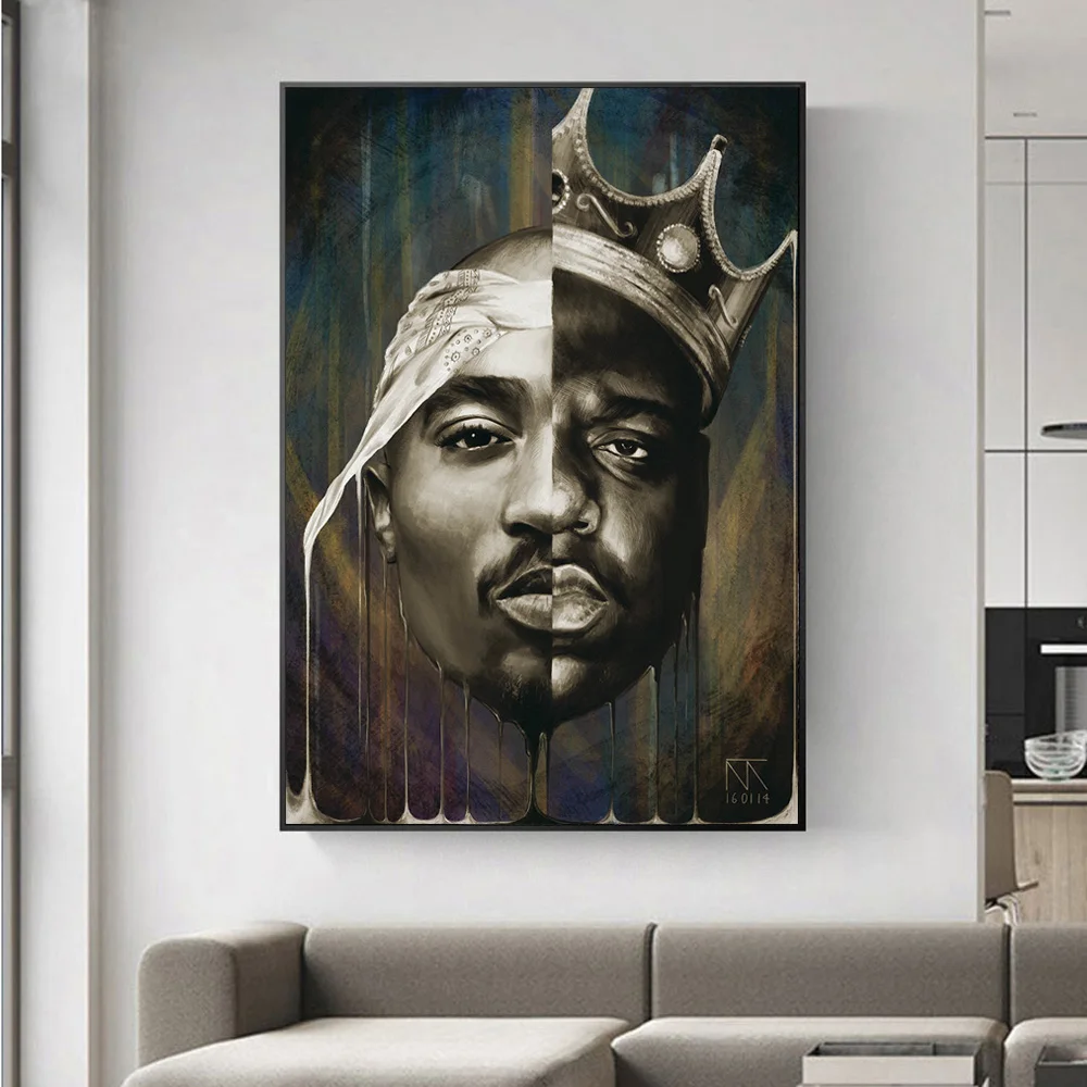 

Portrait Of Big And Tupac Canvas Paintings On The Wall Posters And Prints 2Pac Modern Wall Art Canvas Home Decoration Pictures