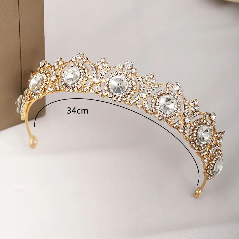 Cristal tiaras de noiva princesa ouro headwear