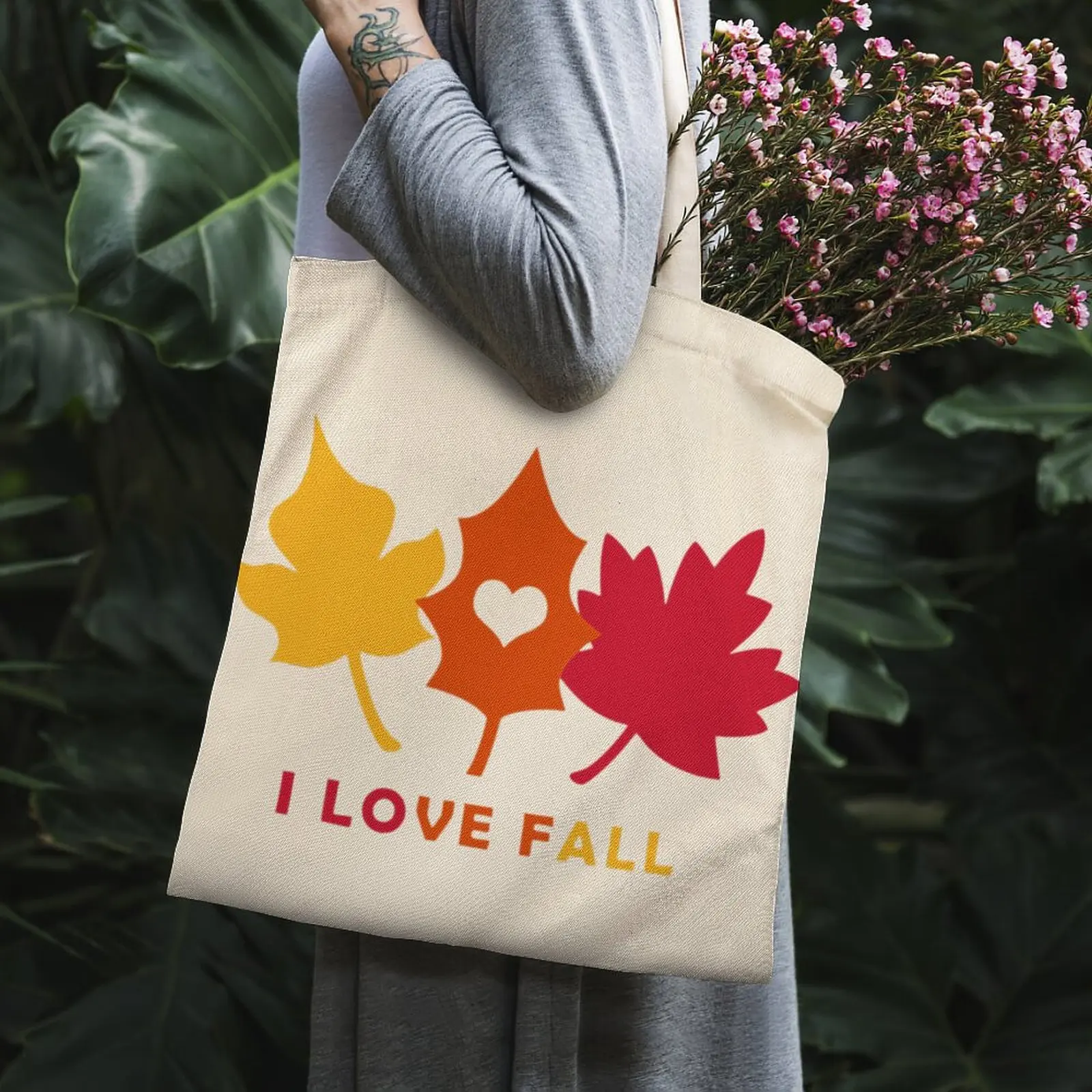 

I Love FALL Tote Bag White Handbags Tops School Teacher Supplies