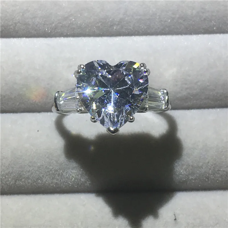 Heart cut Choucong, массивное кольцо, различные режущие AAAAA cz 925 пробы, серебряные обручальные кольца для мужчин и женщин, ювелирные изделия - Цвет основного камня: Heart cut