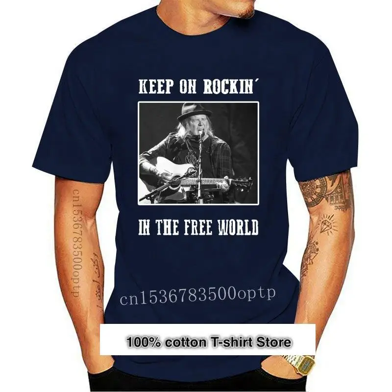 

Camiseta para hombre de "Keep On Rocking In The Free World", negra, nueva