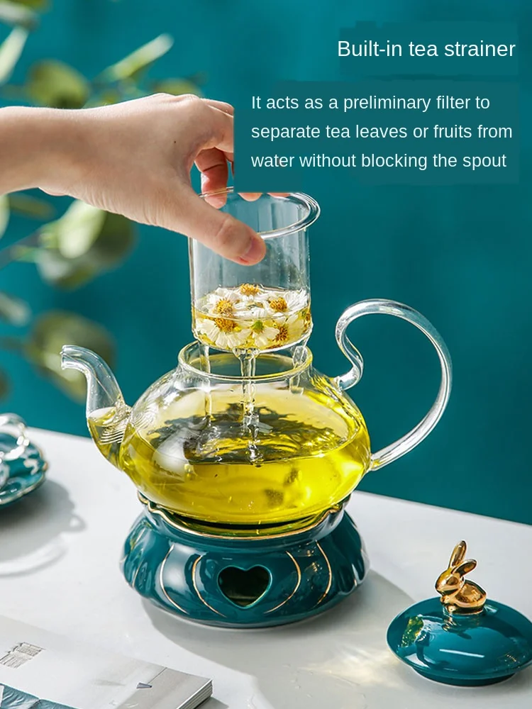 British afternoon tea set household light luxury boiled fruit teapot pottery with filter candle heating | Дом и сад