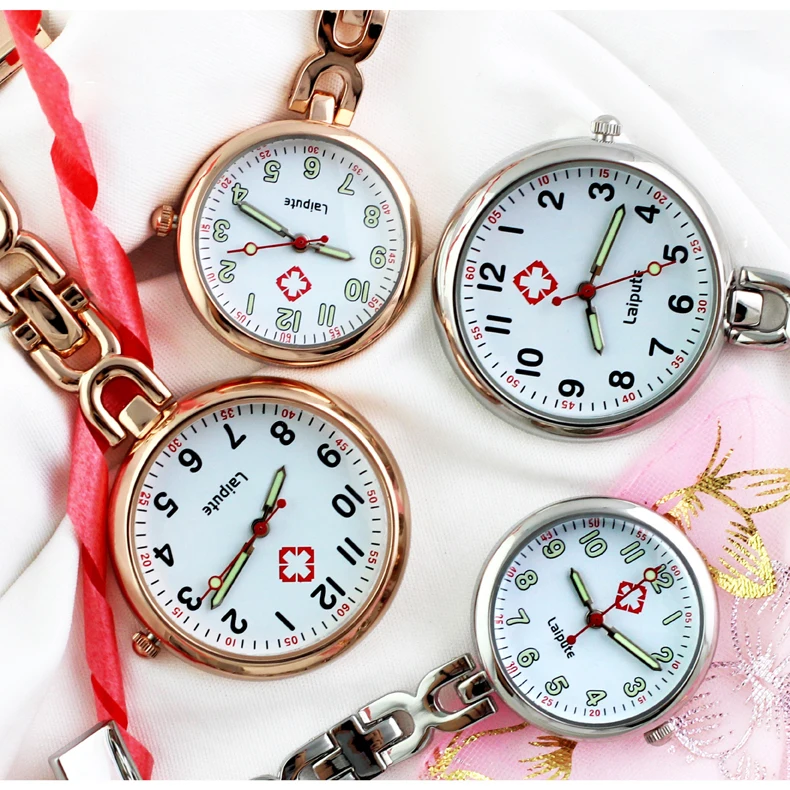 ALK Hanging Quartz Watches Fob Nurse Watch Brooch Clip-on Pocket Watch Steel Relogio Unisex Nurse Doctor Gift Round Shape Clocks