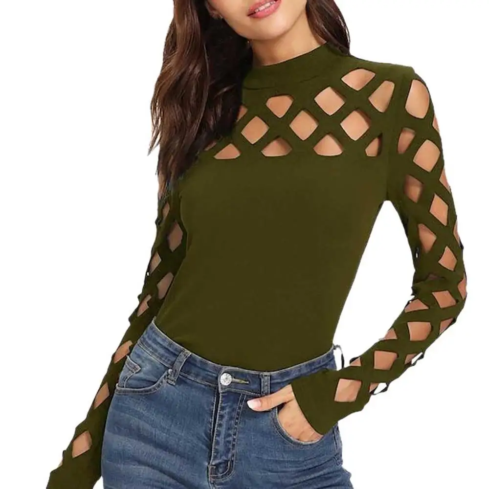 Женская футболка с круглым вырезом длинным рукавом и на плече кимоно | одежда