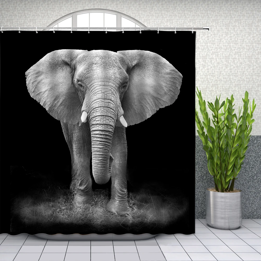 Elephant Dog Shark Bathroom Shower Curtains Animal Bath Curtain Waterproof Polyester Cloth 3d Printed Screen Home Decor | Дом и сад