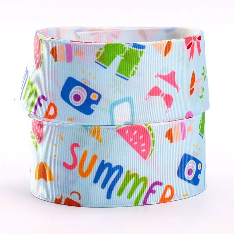 Лента в рубчик с рисунком летняя серия 10 ярдов | Дом и сад