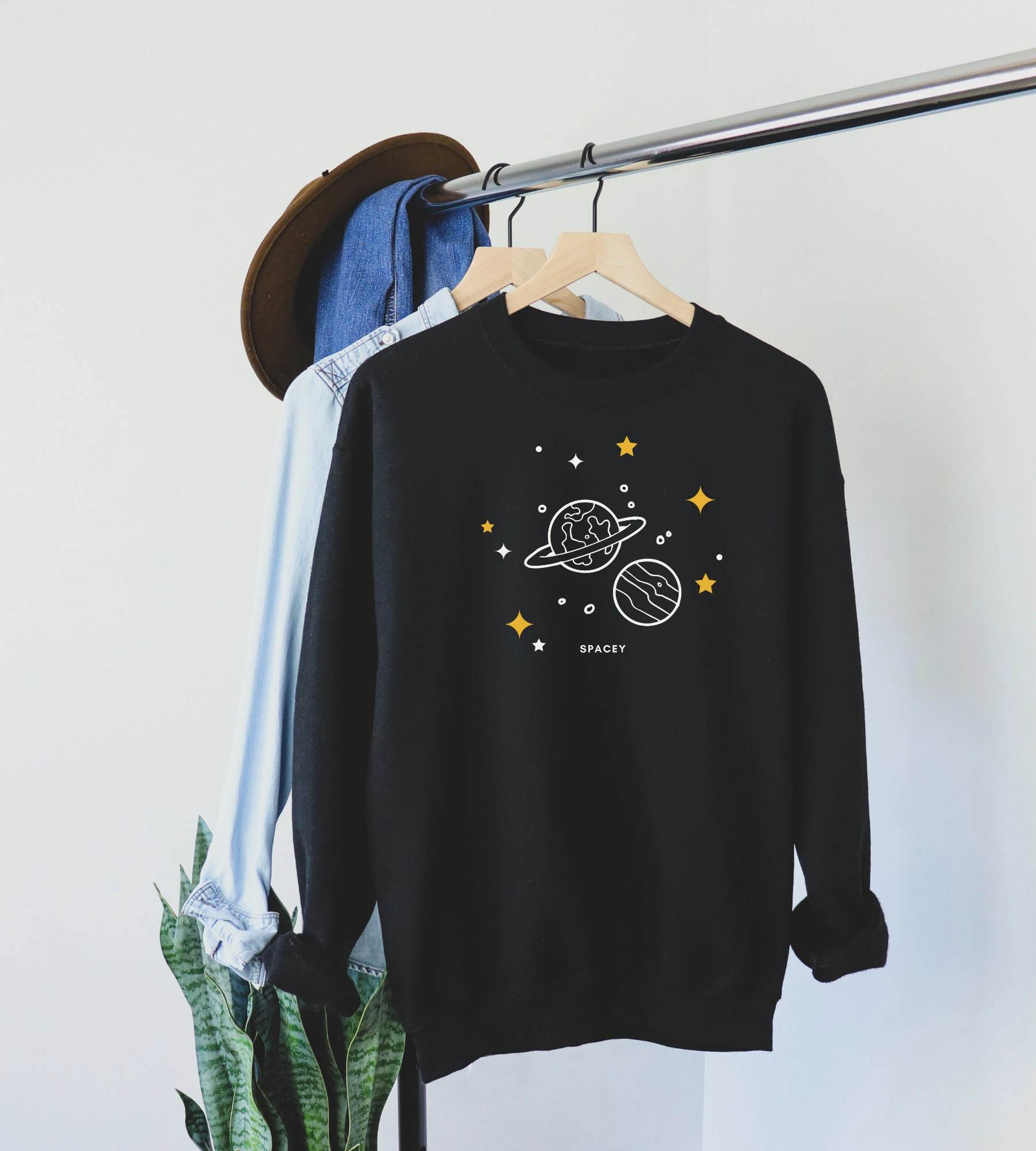 

Толстовка Spacey с изображением планеты, космос, влюбленные, круглый вырез, звезды и планеты, унисекс, хлопковая, графическая, смешная, модная, п...