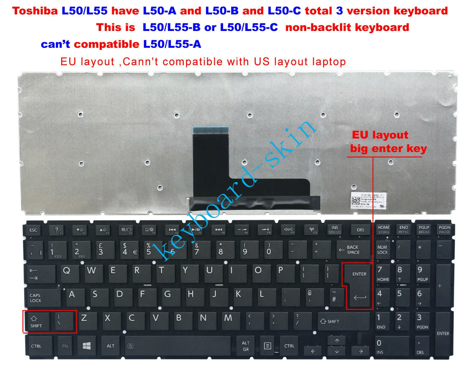 Новый Великобритании черный клавиатура для ноутбука Toshiba L50-B,L50T-B,L50D-B,L55-B,L55T-B,L55D-B,L50-C,L50T-C,L50D-C,L55-C,L55T-C,L55D-C L55-B5276