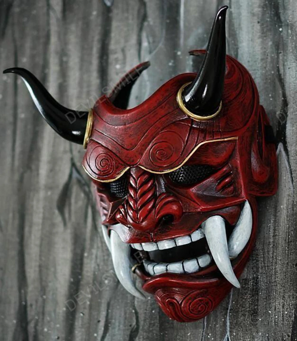 Japanese Ghost Hannya Halloween Masquerade Cospaly Mask Prajna Half Face Masks Samurai Horror Skull Party For Adult | Тематическая