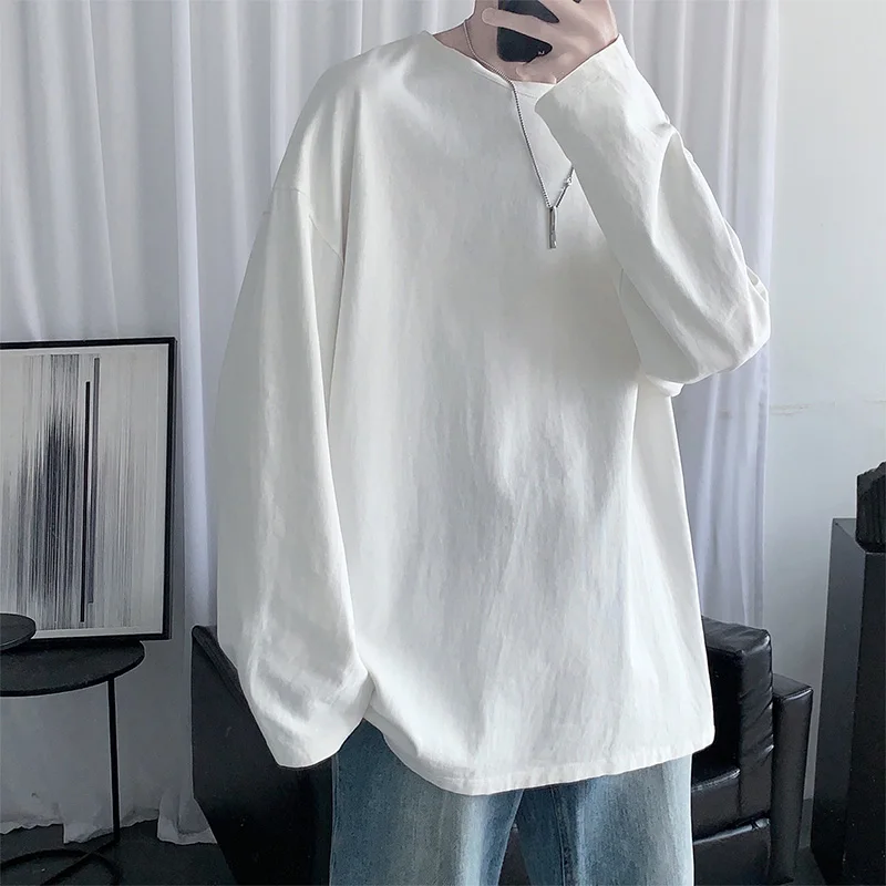 

Mens Harajuku T Shirts 2022 Long Sleeve Oversized Korean Fashions Cotton Plus Size White Tee Shirts