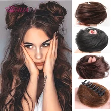 HUAYA Short Curly Chignon Clip-on Hair Synthetic Elastic Band Hair Bun Hairpiece Donut Roller Bun Fake hair Claw Clip For Women
