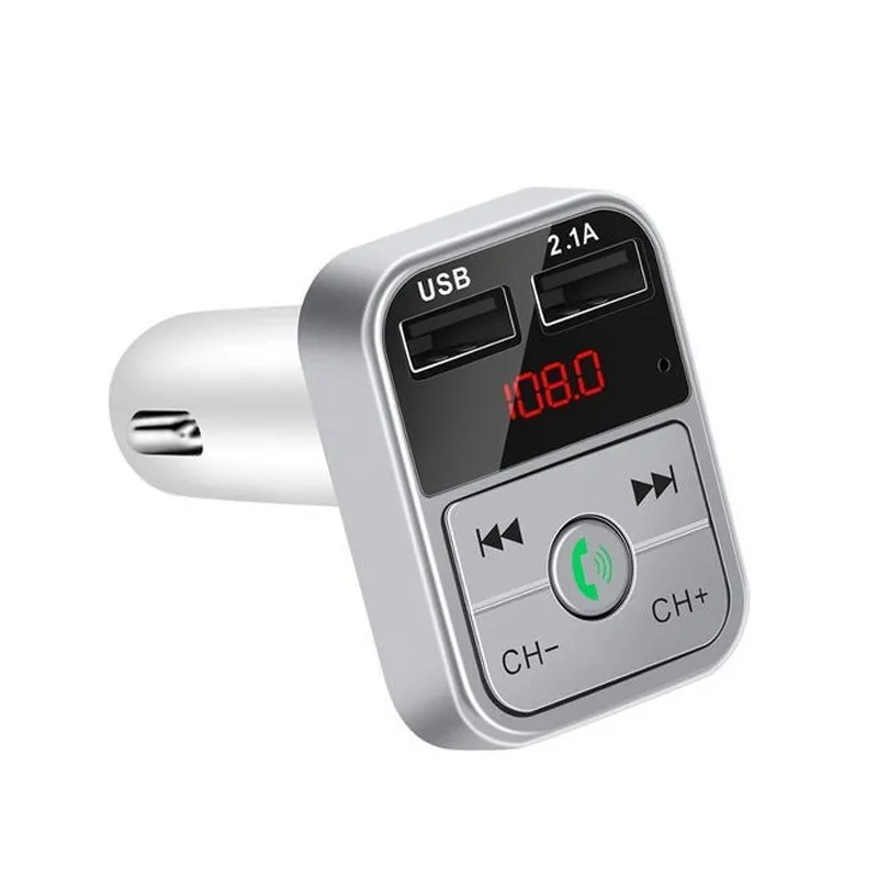 Двойной USB Автомобильное зарядное устройство для телефона Bluetooth 5,0 fm-передатчик громкой связи fm-модулятор 3.1A быстрое зарядное устройство автомобильные аксессуары mp3-плеер - Тип штекера: Silver
