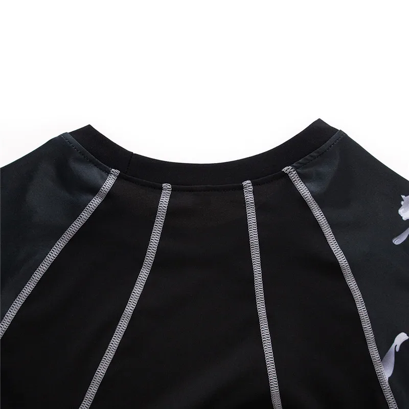 Мужская компрессионная рубашка Рашгард облегающие для тренировок футболка с