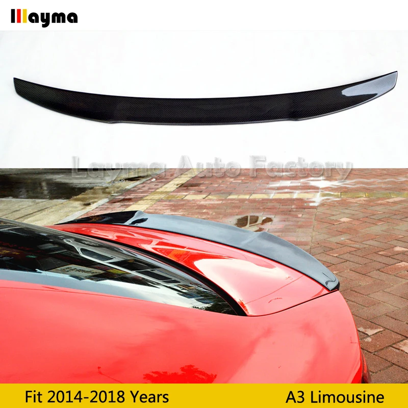 V Стиль углеродного волокна задний спойлер на багажник для Audi A3 8 лимузин Sline S3 2014