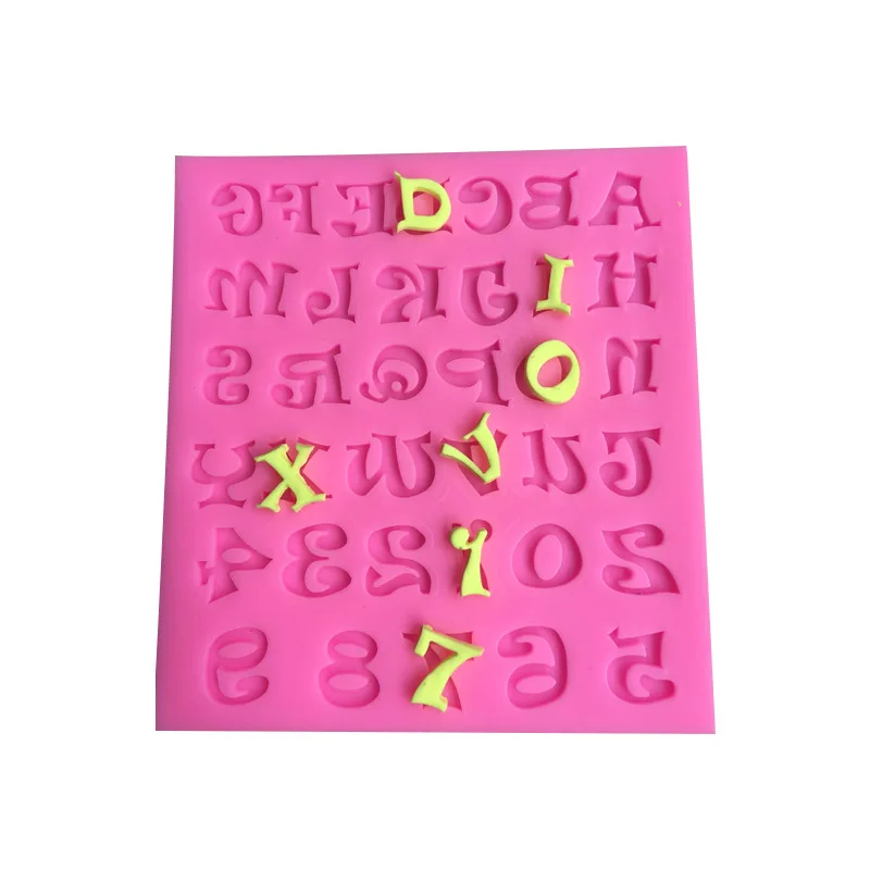 

Pink Silicone Mold for Baking 0-9 Number Letter Combination Fondant Cake Decoration Tool Multifunctional Soft Resin Mold A095