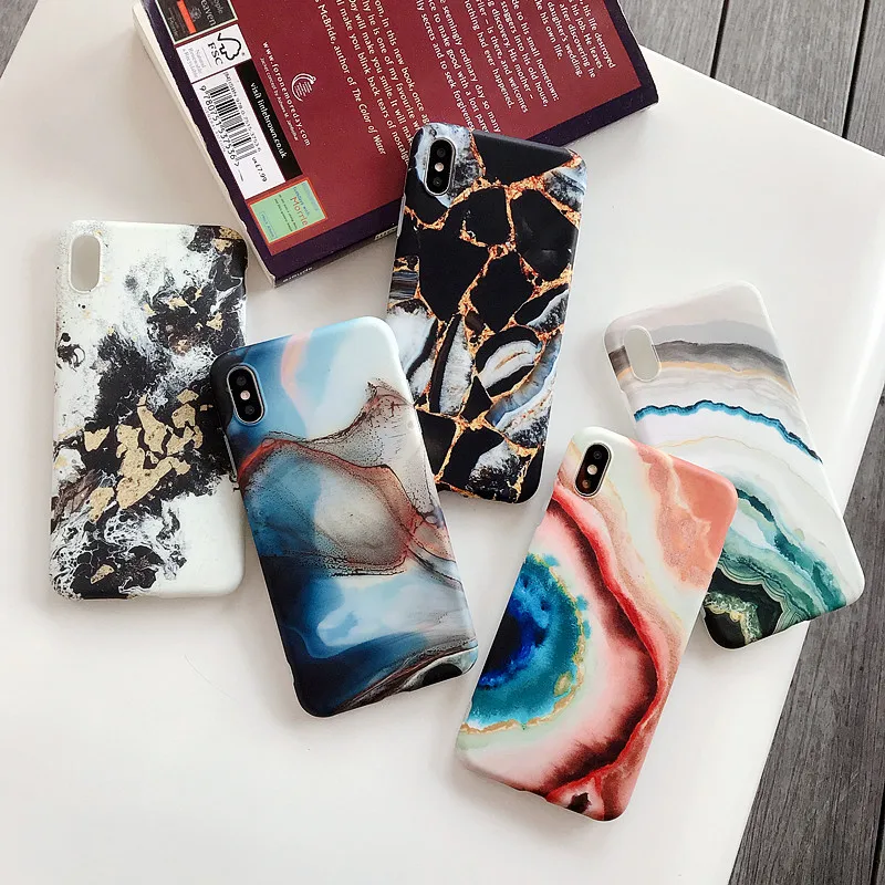 Кристальный камень Гранит Мрамор матовый чехол для телефона iPhone X XS MAX XR мягкий s 6S
