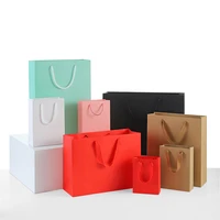 multi size festival gift kraft paper bag shopping clothes bags diy multifunction candy color blackwhite paper bag with handles