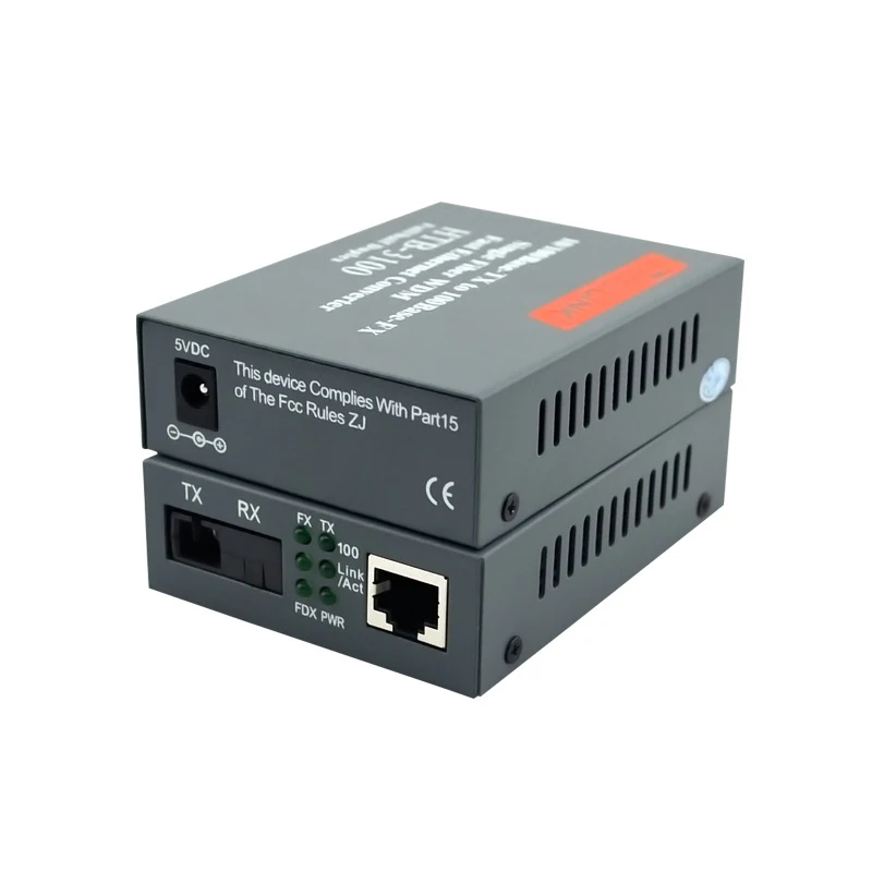 2 Pair HTB-3100AB Optical Fiber Media Converter 25km SC 10/100M Singlemode Single PCBA