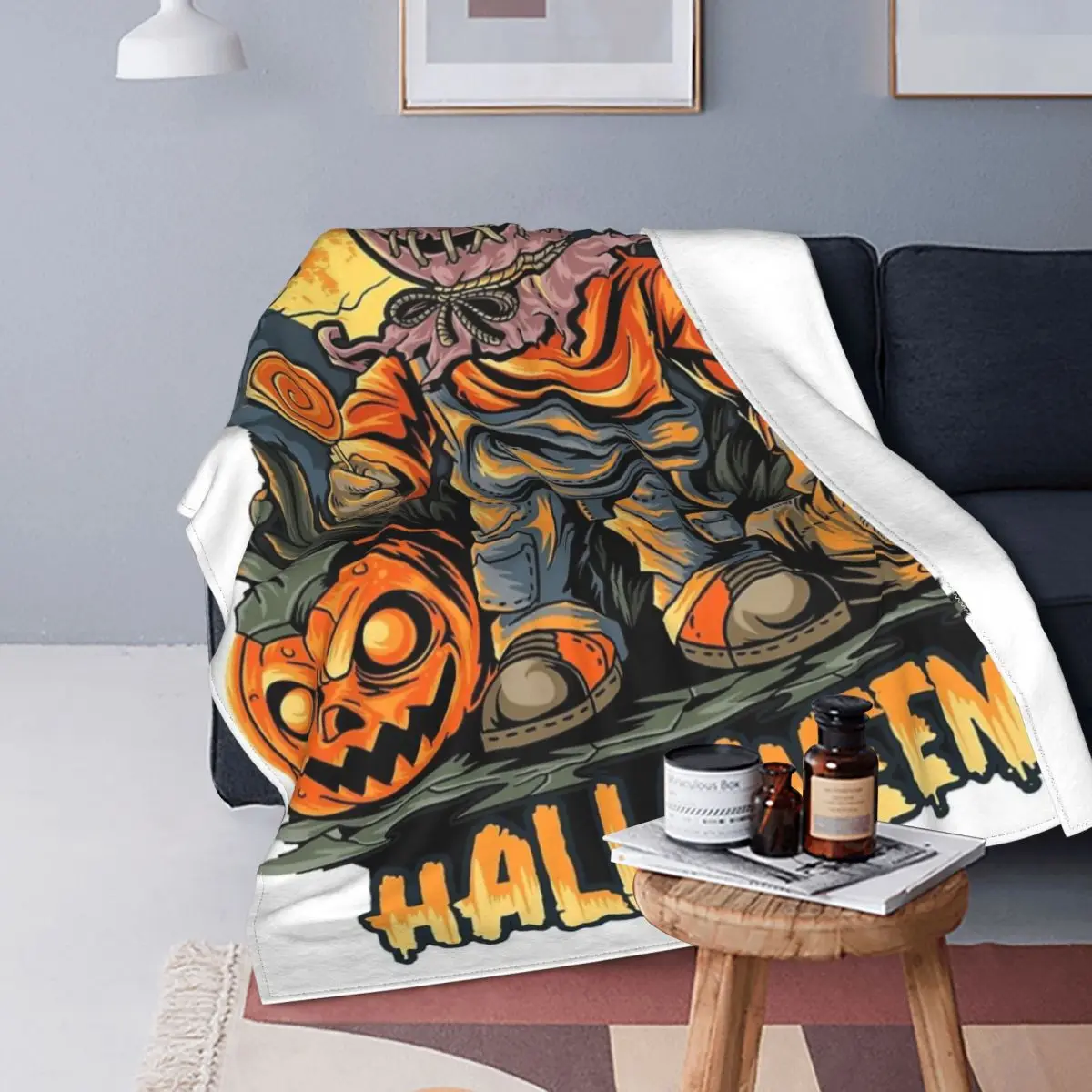 

Manta de espantapájaros de Halloween, manta térmica a cuadros, colcha para cama, pickick