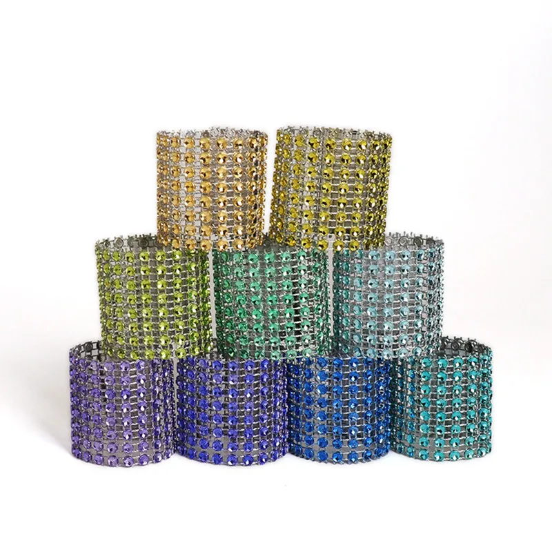 

10pcs Gold Silver Napkin Ring Chairs Buckles Wedding Event Decoration Crafts Rhinestone Bows Holder Handmade Party Supplies