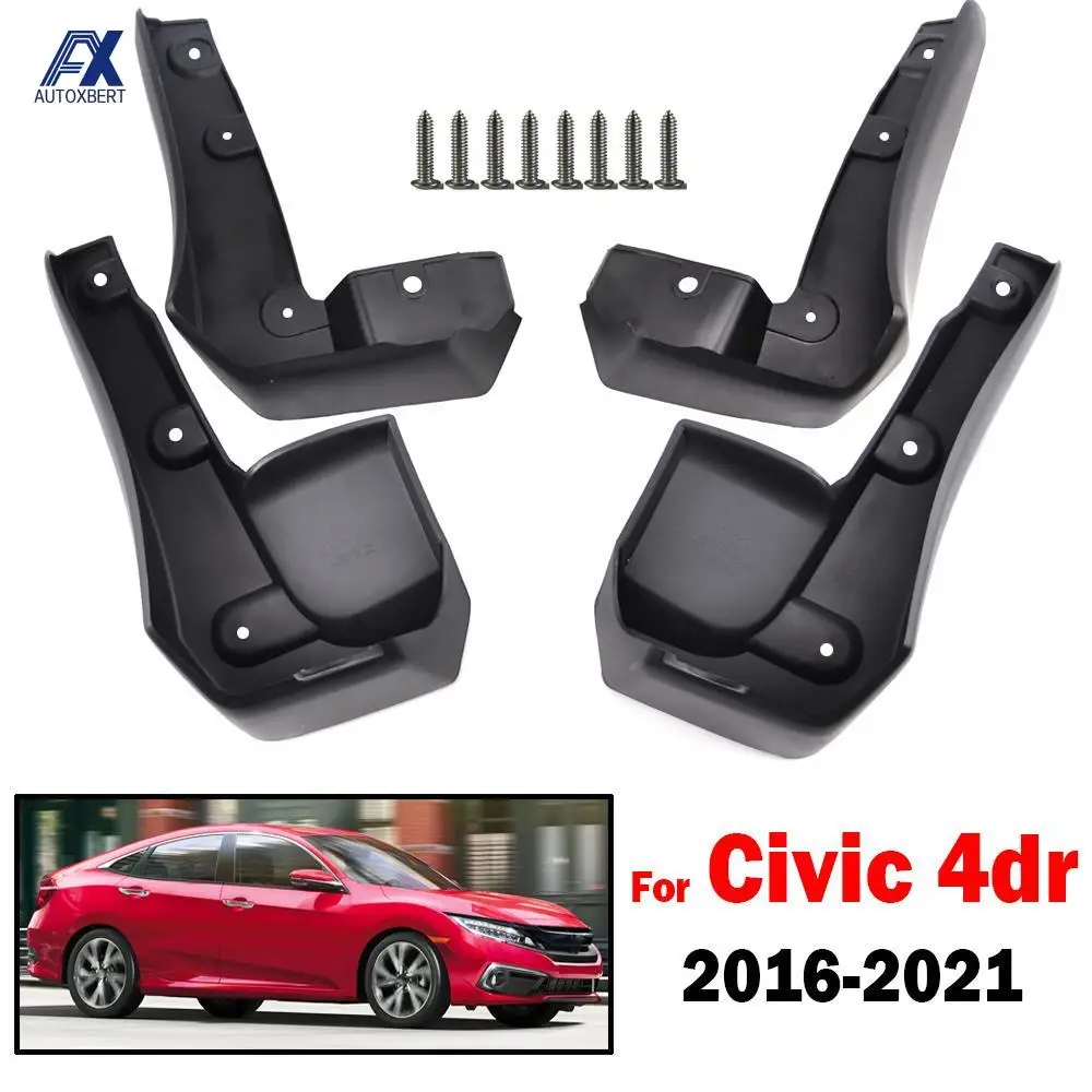 Set Front Rear For Honda 10TH CIVIC Sedan 2016 - 2021 Mud Flaps Mudflaps Splash Guards Mudguards 2017 2018 2019 2020 | Автомобили и
