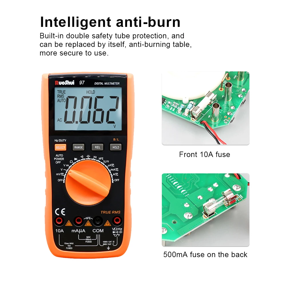 Цифровой мультиметр RuoShui 97 ЖК-мультиметр с автоматическим выбором диапазона True RMS