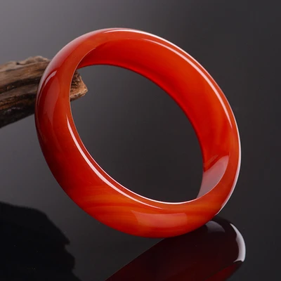 

Zheru Jewelry Natural Agate Chalcedony Red 54-64mm Bangle Elegant Princess Jewelry Best Gift