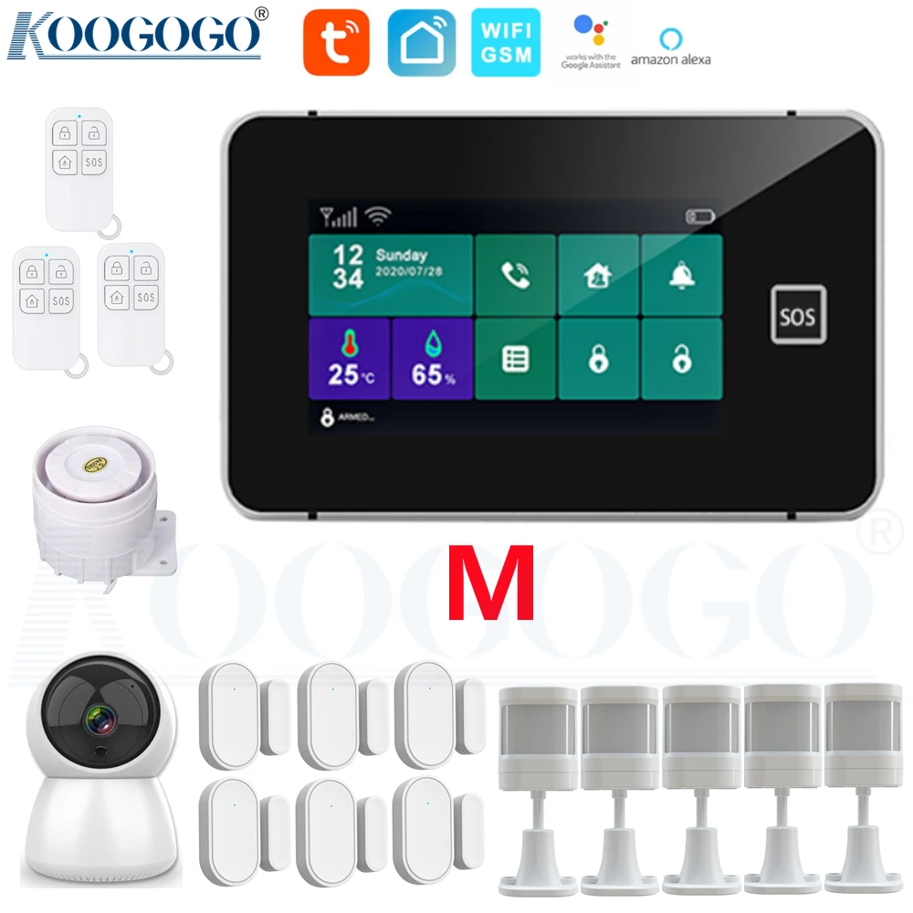 

WiFi GSM Wireless 433MHz Home Burglar Alarm System 4.3" IPS Full Touch Screen Tuya Smart App Control Works with Google & Alexa