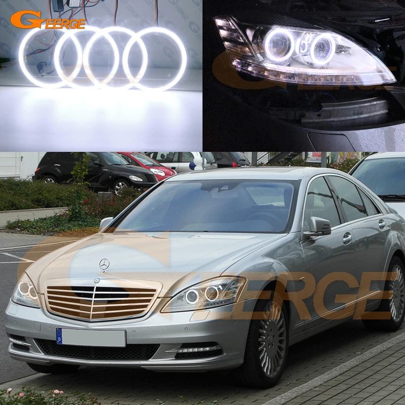 Для Mercedes Benz S Class W221 2010 2011 2012 2013 facelift ультра яркий COB led Ангельские Глазки набор