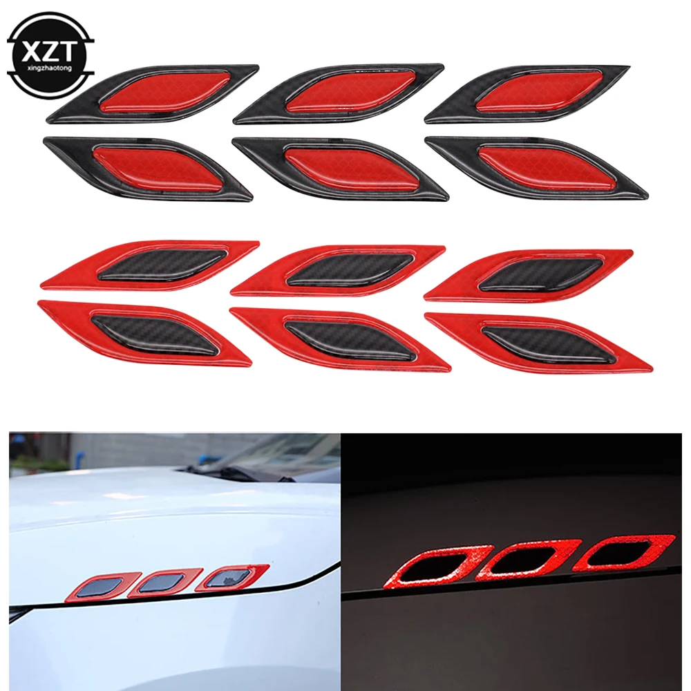 

6Pcs/Set 3D Car Styling Reflective Strips Carbon Fiber Reflector Sticker Truck Auto Safety Warning Tape Car Exterior Accessories