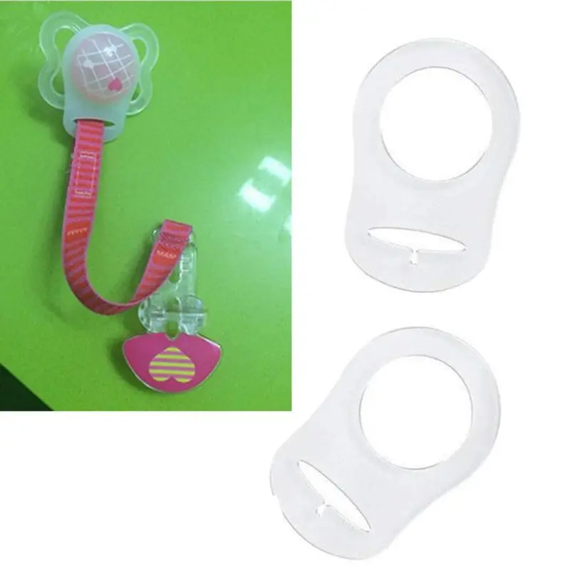Anillo de bot&oacute;n de silicona transparente para chupete, adaptador de Clip para chupete, 12 Uds.-2