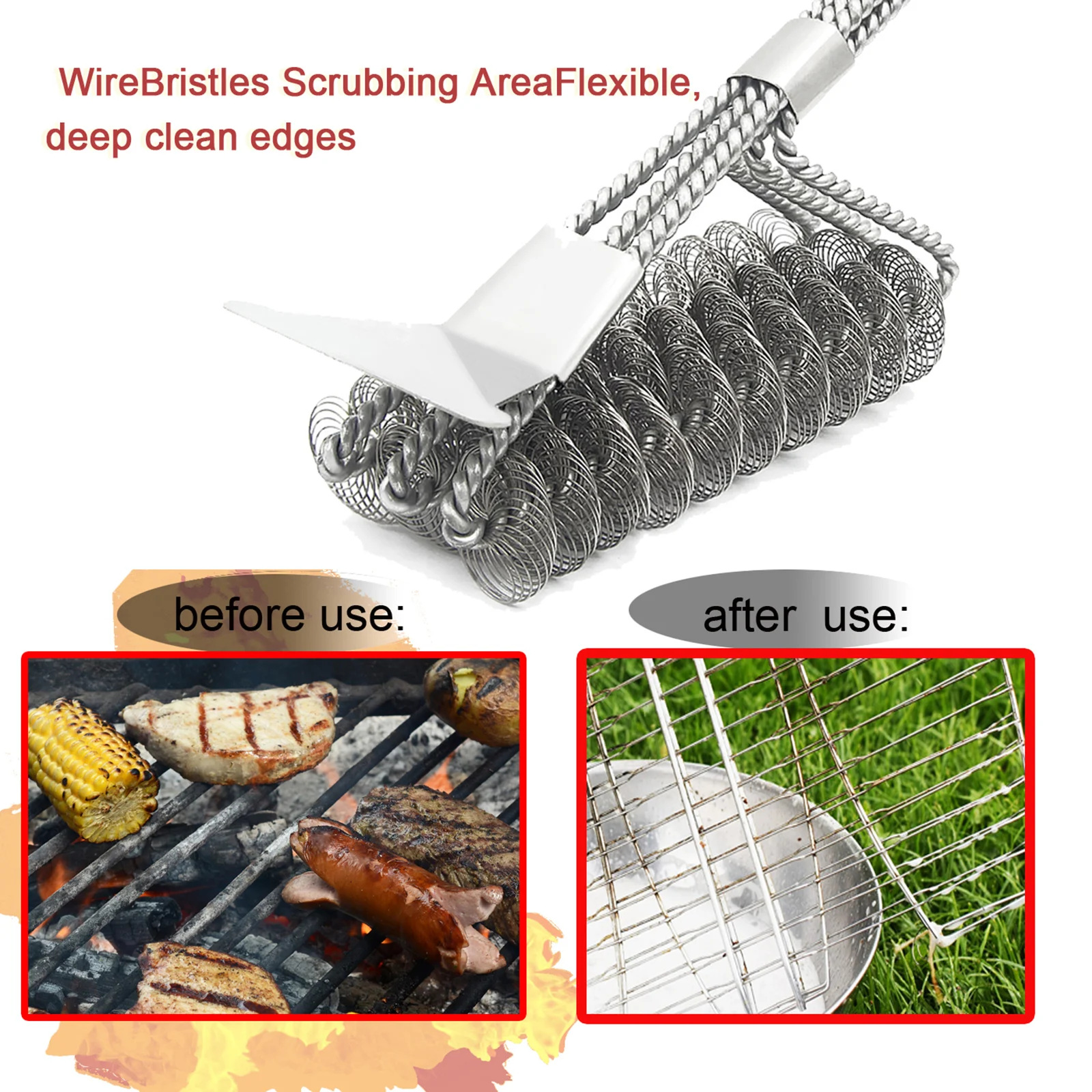 Многофункциональная Антискользящая стойка для чистки барбекю, с длинной ручкой