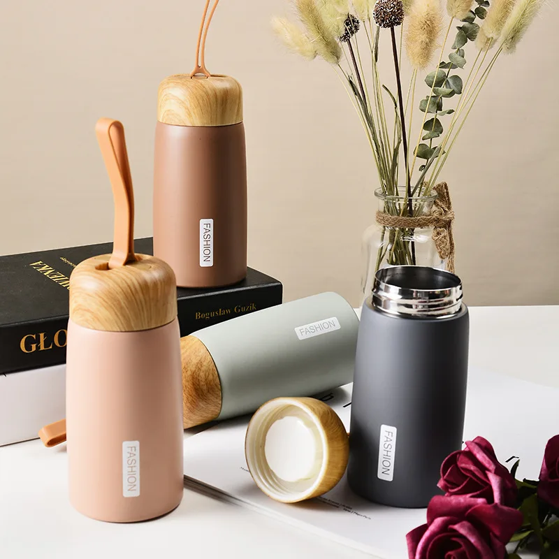 New Wood Grain 304 Stainless Steel Thermos Bottle Brief Vacuum Flasks Portable Water Bottles Cute Mini Mug Termos | Дом и сад