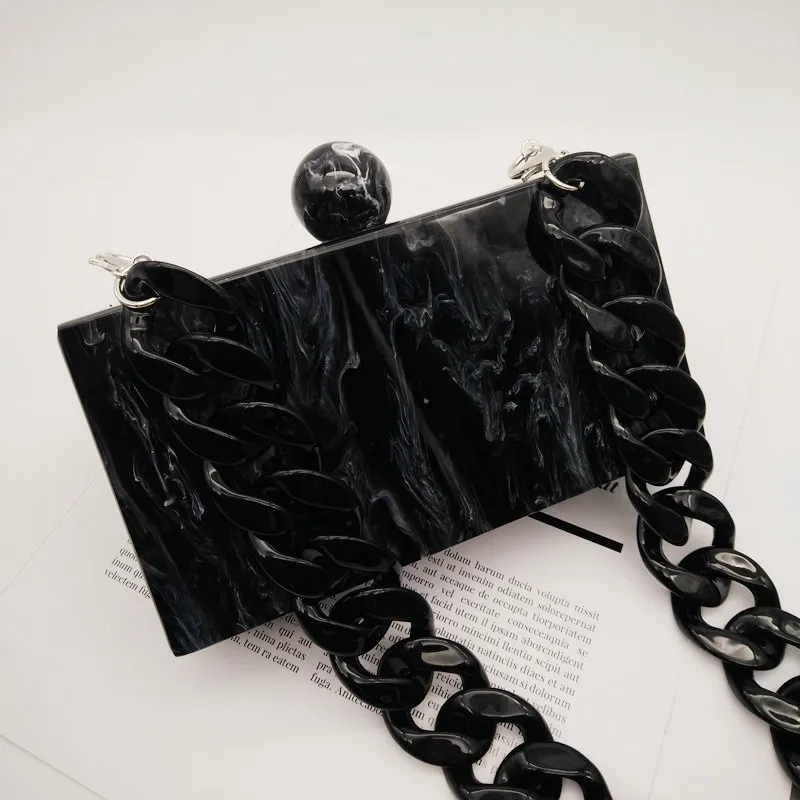 Black C Новые брендовые черные акриловые вечерние сумки с мраморным узором, винтажные сумки, женские сумки-мессенджеры для вечеринки, выпускного, свадьбы, повседневный клатч - Цвет: Black C