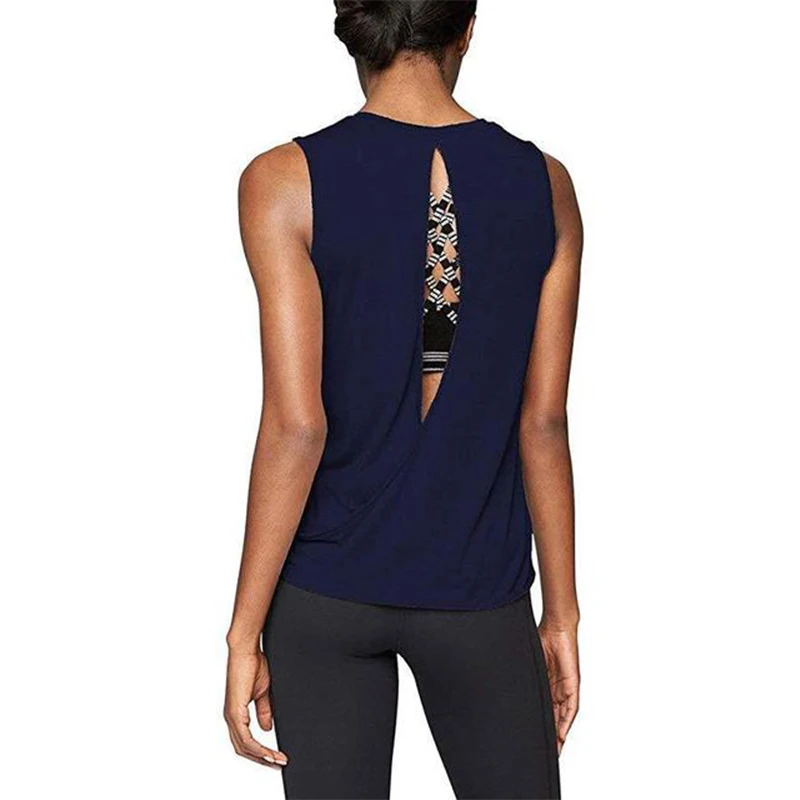 Майка женская спортивная однотонная с открытой спиной и галстуком # A | Спорт