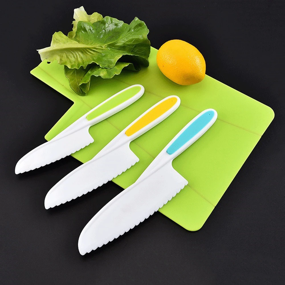 3pcs/set Kids Knife Colorful Nylon Toddler Cooking Knives to