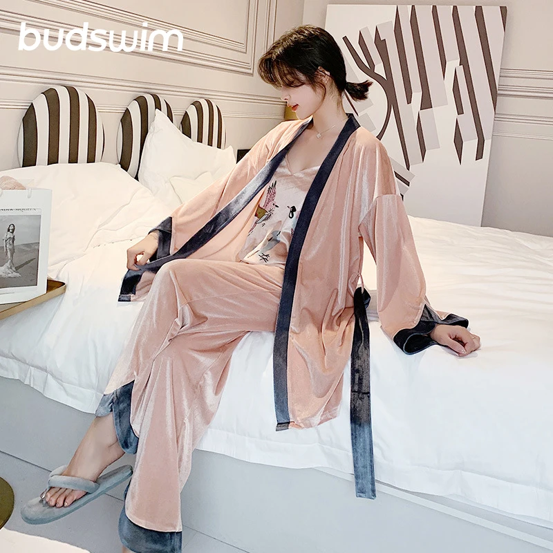 Осенне-зимний теплый пижамный комплект женские сексуальные пижамы ночное белье