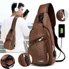 Сумка-мессенджер мужская с USB-зарядкой, маленький нагрудной мешок из полиэстера, карманы для спорта и путешествий