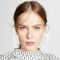 statement round circle c shaped black red acrylic hoop earrings for women acetate resin za big earrings fashion female jewelry